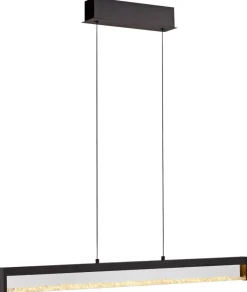 Just Light LED-Pendelleuchte schwarz Metall B/H/T: ca. 100x9x40 cm