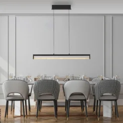 Just Light LED-Pendelleuchte schwarz Metall B/H/T: ca. 100x9x40 cm