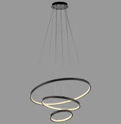 Just Light LED-Pendelleuchte Cerchi schwarz B/H/L: ca. 61x150x61 cm