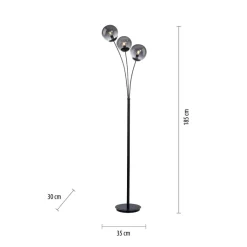 Just Light Stehlampe BIG WIDOW 14603-18 schwarz Rauchglas Metall B/H: ca. 35x185 cm E14 3 Brennstellen