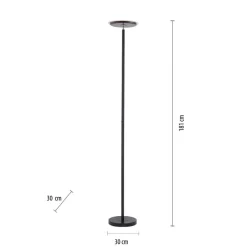 Just Light Stehlampe HANS 11729-18 schwarz Kunststoff Eisen H/D: ca. 181x30 cm 1 Brennstellen