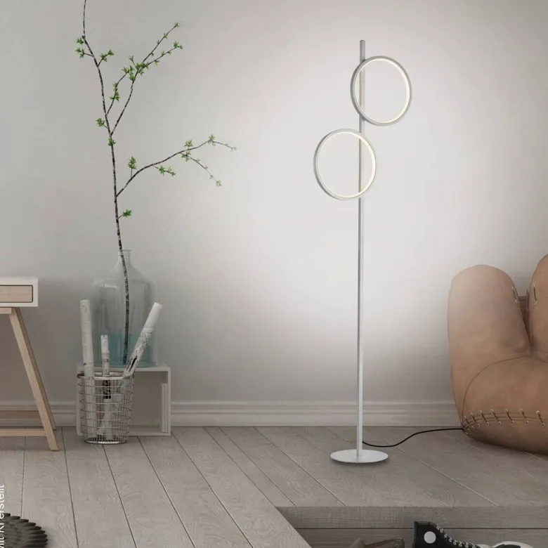 Just Light Stehlampe Mini-Ritus silber Eisen B/H/T: ca. 40,5x151x21 cm 2 Brennstellen