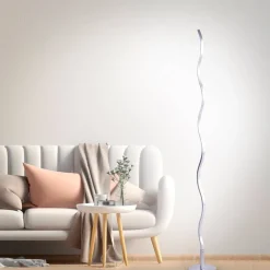 Just Light Stehlampe WAVE 15168-55 weiß stahlfarbig Metall Kunststoff B/H/T: ca. 14x120x14 cm 1 Brennstellen