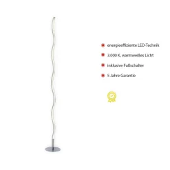 Just Light Stehlampe WAVE 15168-55 weiß stahlfarbig Metall Kunststoff B/H/T: ca. 14x120x14 cm 1 Brennstellen