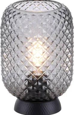 Just Light Tischleuchte 14906-18 schwarz Rauchglas H/D: ca. 23x15 cm E27 1 Brennstellen