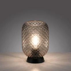 Just Light Tischleuchte 14906-18 schwarz Rauchglas H/D: ca. 23x15 cm E27 1 Brennstellen