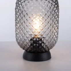Just Light Tischleuchte 14906-18 schwarz Rauchglas H/D: ca. 23x15 cm E27 1 Brennstellen