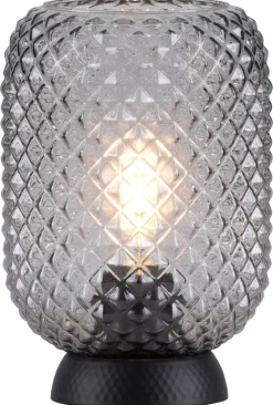 Just Light Tischleuchte 14906-18 schwarz Rauchglas H/D: ca. 23x15 cm E27 1 Brennstellen