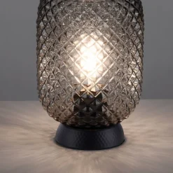 Just Light Tischleuchte 14906-18 schwarz Rauchglas H/D: ca. 23x15 cm E27 1 Brennstellen