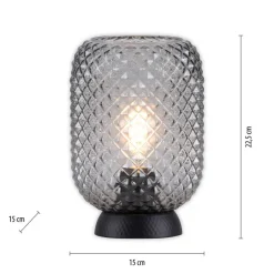 Just Light Tischleuchte 14906-18 schwarz Rauchglas H/D: ca. 23x15 cm E27 1 Brennstellen