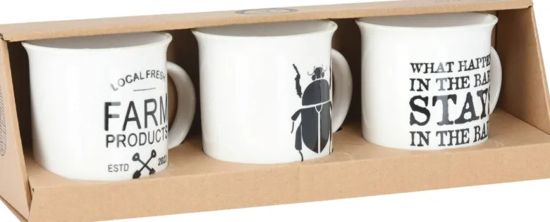 Kaffeebecher weiß Porzellan 3 tlg.