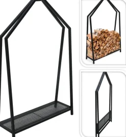 Kaminholzständer schwarz B/T/L: ca. 78,5x24x117,5 cm