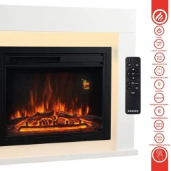 KAMINIO Elektrischer-Kamin MATTI weiß MDF Metall Glas B/H/T: ca. 95x77x26 cm ca. 2000 W