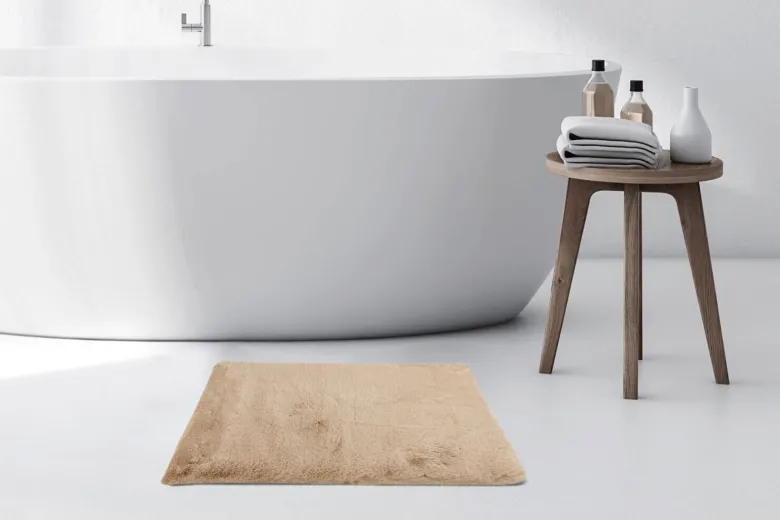 Kayoom Hochflorteppich Badematte Rabbit 425 beige B/H/L: ca. 65x3,5x100 cm