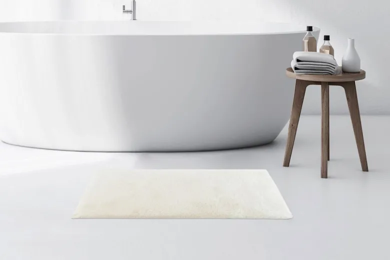 Kayoom Kurzflorteppich Badematte Rabbit Light 625 weiß B/H/L: ca. 50x2,4x90 cm