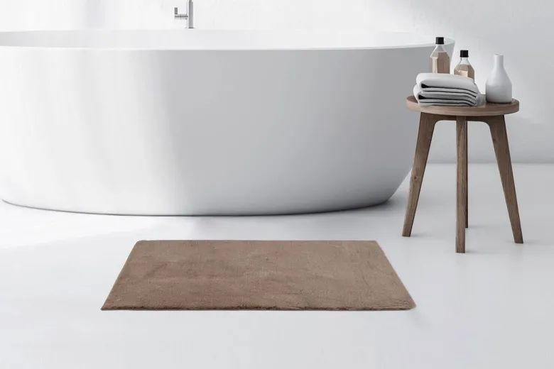 Kayoom Kurzflorteppich Badematte Rabbit Light 225 sand B/H/L: ca. 50x2,4x90 cm