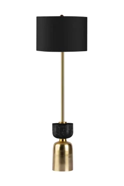Kayoom Stehlampe gold schwarz Marmor Baumwolle Eisen B/H/L: ca. 30,5x127x30,5 cm E27 1 Brennstellen
