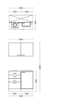 Küchenblock Avila Magnolie B/H/T: ca. 100x200x60 cm