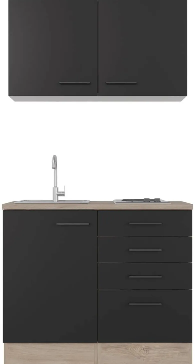 Küchenblock Capri schwarz matt B/H/T: ca. 100x200x60 cm