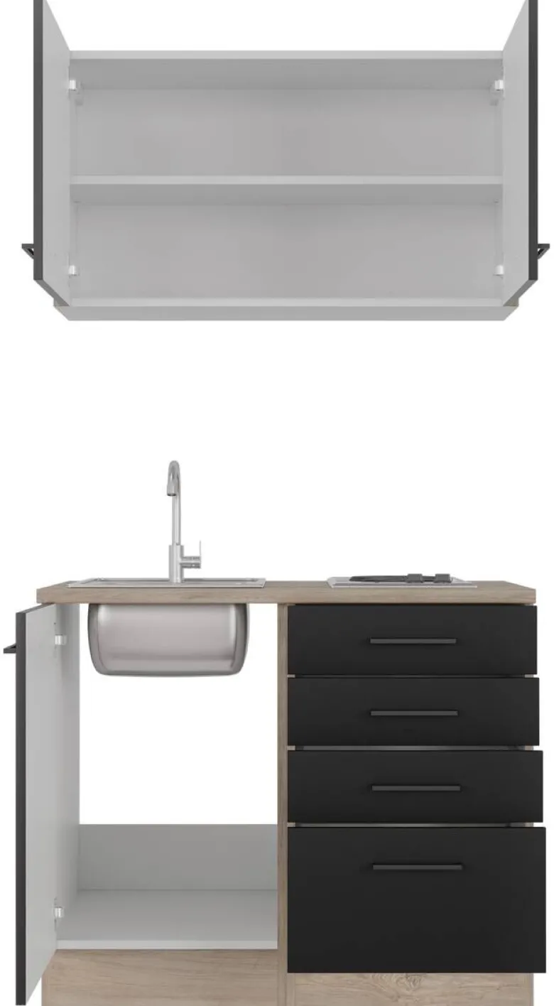 Küchenblock Capri schwarz matt B/H/T: ca. 100x200x60 cm