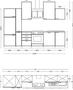 Küchenblock Cara grün matt B/H/T: ca. 310x234x60 cm