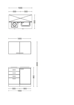 Küchenblock Elva anthrazit B/H/T: ca. 100x200x60 cm
