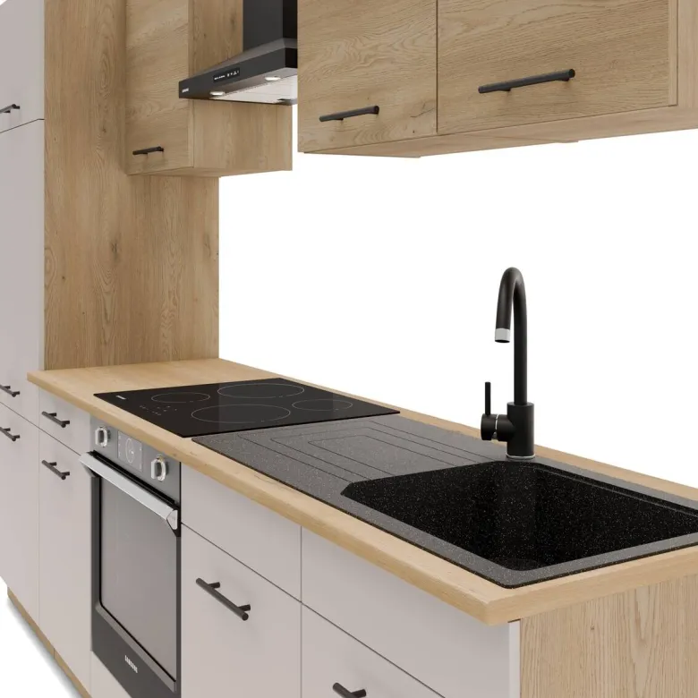 Küchenblock Fox II Cashmere Eiche Nachbildung B/H/T: ca. 270x200x60 cm