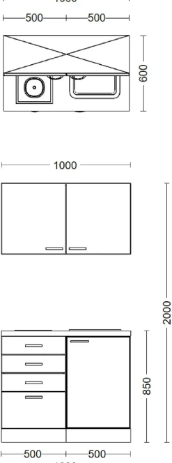 Küchenblock Wito weiß B/H/T: ca. 100x200x60 cm