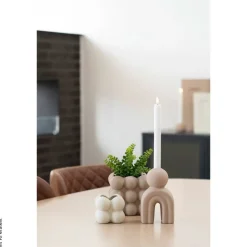 Kerzenhalter Candle braun Steinzeug B/H/L: ca. 6,5x17x10,5 cm