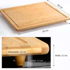 Kesper Herdabdeckplatte natur Bambus B/H/L: ca. 54x3x64 cm