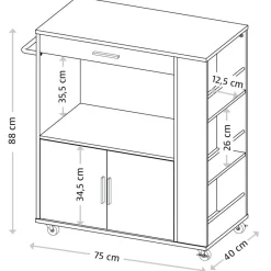 Kesper Küchenwagen grau Spanplatte B/H/T: ca. 75x88x40 cm