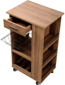 Kesper Küchenwagen walnuss Holz B/H/L: ca. 37x85x50 cm