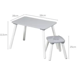 Kesper Kindertisch grau Holz B/H/L: ca. 38x43,5x58 cm