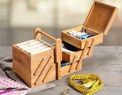 Kesper Nähkästchen braun Bambus B/H/T: ca. 29x19x16,5 cm