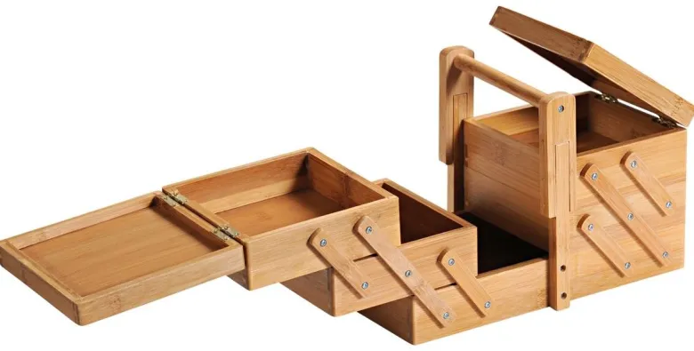 Kesper Nähkästchen braun Bambus B/H/T: ca. 29x19x16,5 cm
