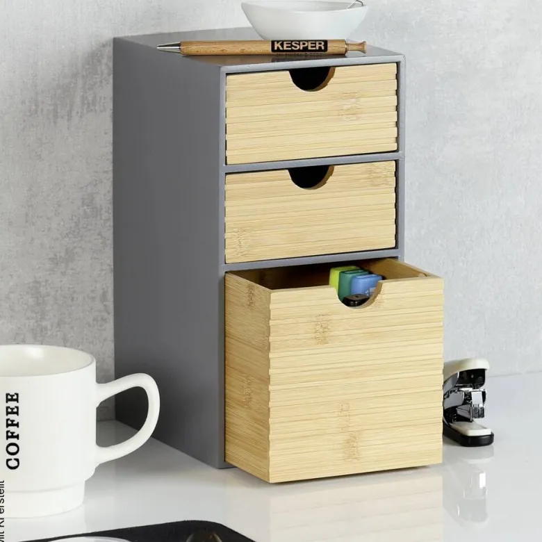 Kesper Organizer grau Holz B/H/L: ca. 16x27x14 cm