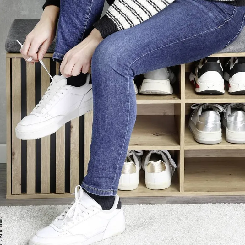 Kesper Schuhschrank grau Holz B/H/L: ca. 29,5x48x51,5 cm