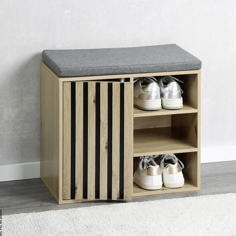 Kesper Schuhschrank grau Holz B/H/L: ca. 29,5x48x51,5 cm