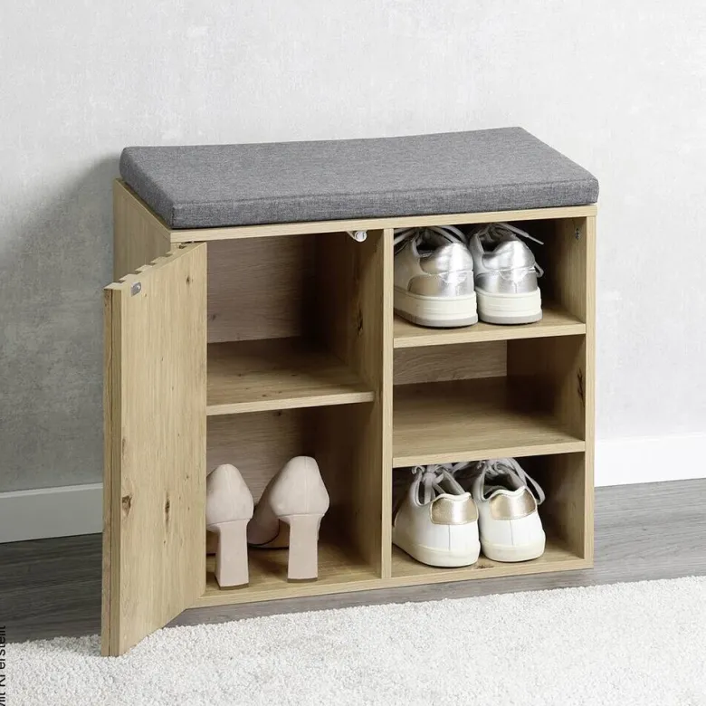 Kesper Schuhschrank grau Holz B/H/L: ca. 29,5x48x51,5 cm