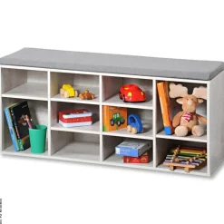 Kesper Schuhschrank mit Sitzkissen weiß Spanplatte B/H/L: ca. 29,5x48x103,5 cm