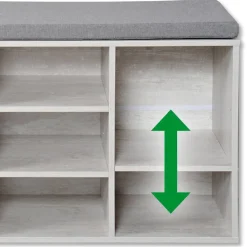 Kesper Schuhschrank mit Sitzkissen weiß Spanplatte B/H/L: ca. 29,5x48x103,5 cm