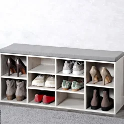 Kesper Schuhschrank mit Sitzkissen weiß Spanplatte B/H/L: ca. 29,5x48x103,5 cm
