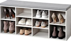 Kesper Schuhschrank mit Sitzkissen weiß Spanplatte B/H/L: ca. 29,5x48x103,5 cm