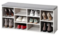 Kesper Schuhschrank mit Sitzkissen weiß Spanplatte B/H/L: ca. 29,5x48x103,5 cm