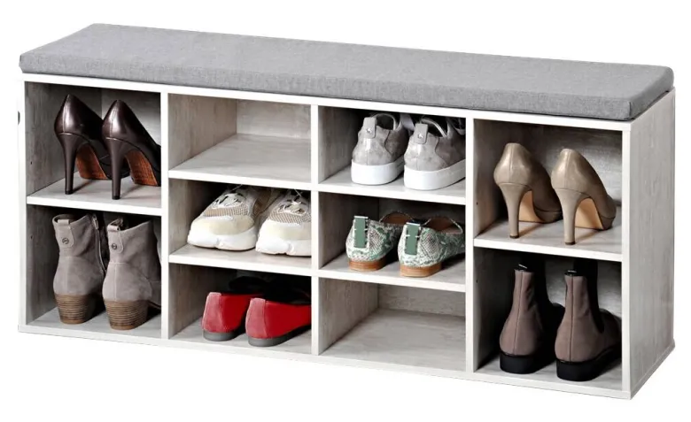 Kesper Schuhschrank mit Sitzkissen weiß Spanplatte B/H/L: ca. 29,5x48x103,5 cm