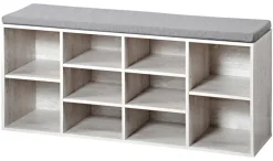 Kesper Schuhschrank mit Sitzkissen weiß Spanplatte B/H/L: ca. 29,5x48x103,5 cm