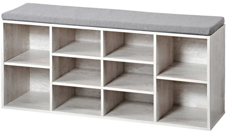 Kesper Schuhschrank mit Sitzkissen weiß Spanplatte B/H/L: ca. 29,5x48x103,5 cm