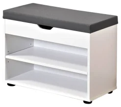 Kesper Schuhschrank mit Sitzkissen weiß Spanplatte B/H/L: ca. 30x45x60 cm
