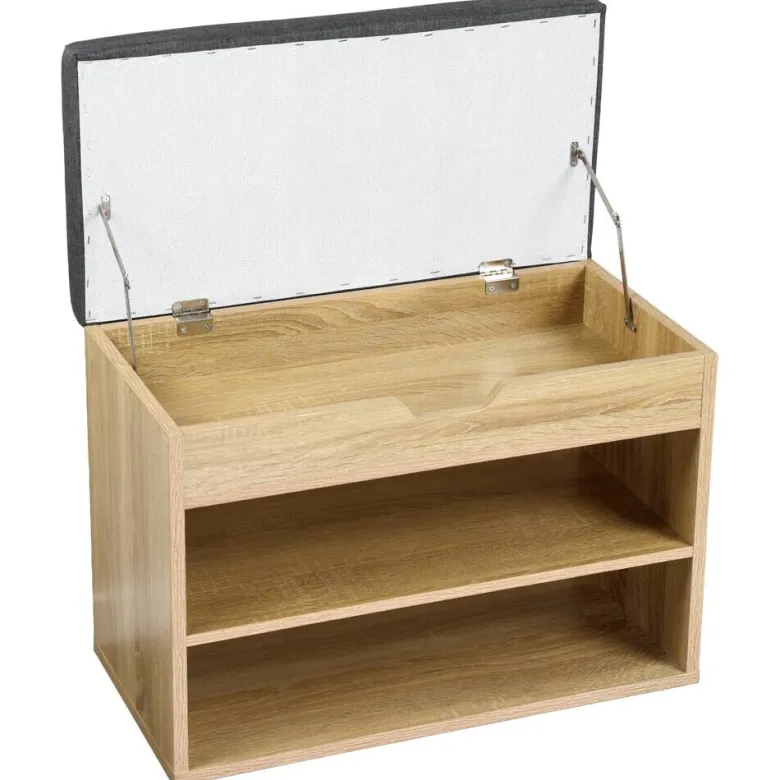 Kesper Schuhschrank mit Sitzkissen Eiche Spanplatte B/H/L: ca. 30x45x60 cm