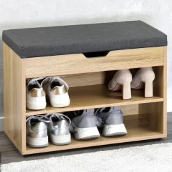 Kesper Schuhschrank mit Sitzkissen Eiche Spanplatte B/H/L: ca. 30x45x60 cm